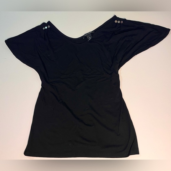 White House Black Market Tops - White House Black Market Black Blouse with Button Accents